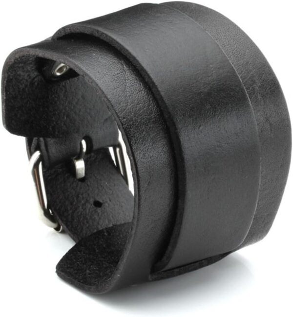 Bracelet cuir Jovivi noir homme femme style menotte-1