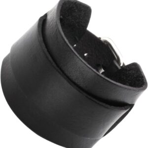 Bracelet cuir Jovivi noir homme femme style menotte-0