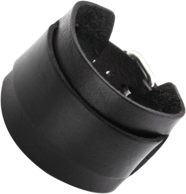 Bracelet cuir Jovivi noir homme femme style menotte-0