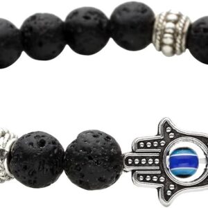 Bracelet pierres de lave JOVIVI 7 chakras Hamsa yoga reiki-0