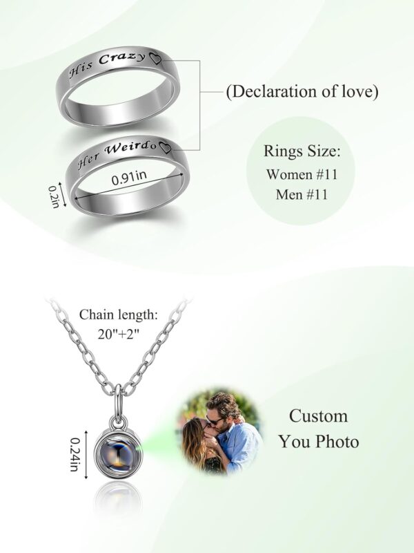 Collier Couple Jovivi Pendentif Bague Photo Projection Acier-1