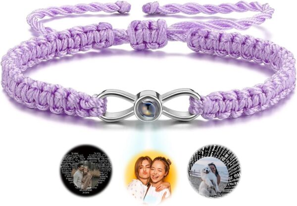 Bracelet photo projection Jovivi corde tressé réglable-0