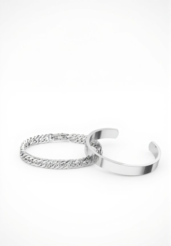 Bracelet argent homme Jovivi acier inoxydable chaîne cubain