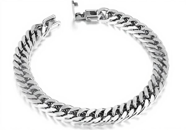 Bracelet argent homme Jovivi acier inoxydable chaîne cubain