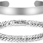 Bracelet argent homme Jovivi acier inoxydable chaîne cubain