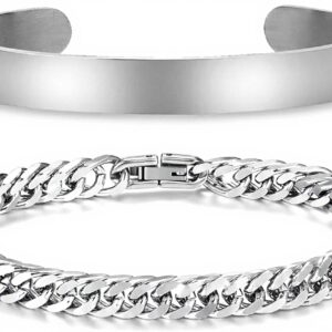 Bracelet argent homme Jovivi acier inoxydable chaîne cubain