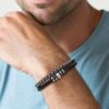 Bracelet homme cuir hématite Jovivi cadeau papa Noël-2