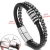 Bracelet homme cuir hématite Jovivi cadeau papa Noël-4