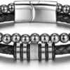 Bracelet homme cuir hématite Jovivi cadeau papa Noël-5