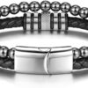 Bracelet homme cuir hématite Jovivi cadeau papa Noël-6