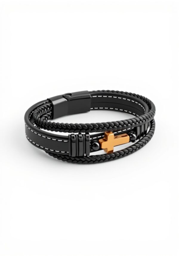 Bracelet homme Jovivi cuir tressé œil de tigre cadeau papa