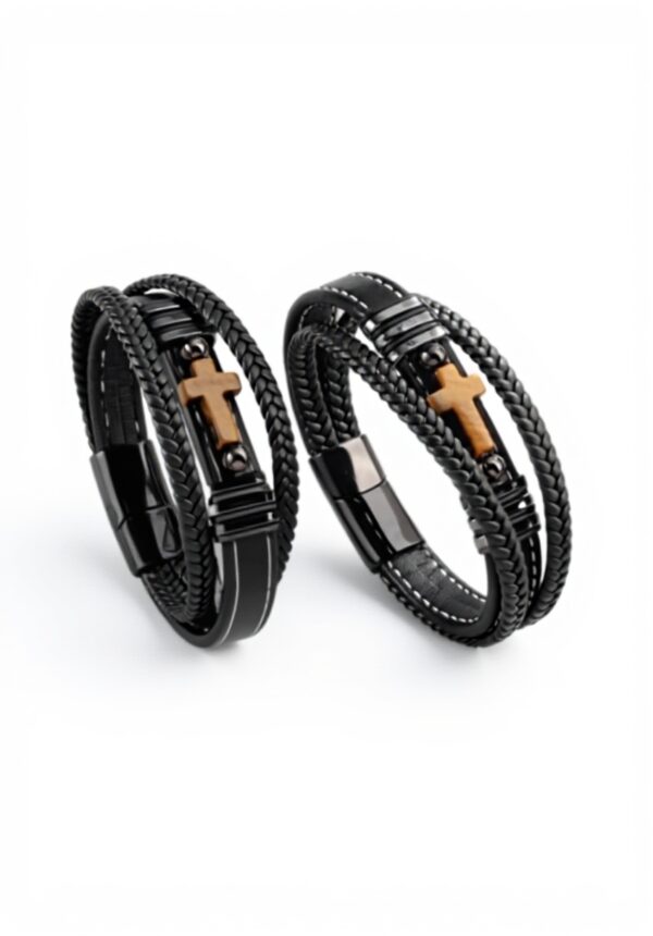 Bracelet homme Jovivi cuir tressé œil de tigre cadeau papa