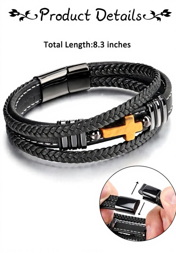 Bracelet homme Jovivi cuir tressé œil de tigre cadeau papa