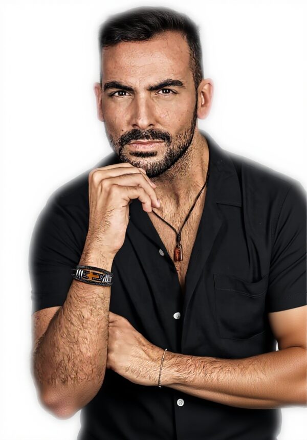 Bracelet homme Jovivi cuir tressé œil de tigre cadeau papa