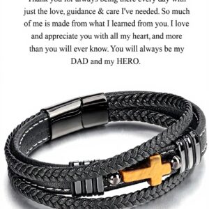 Bracelet homme Jovivi cuir tressé œil de tigre cadeau papa