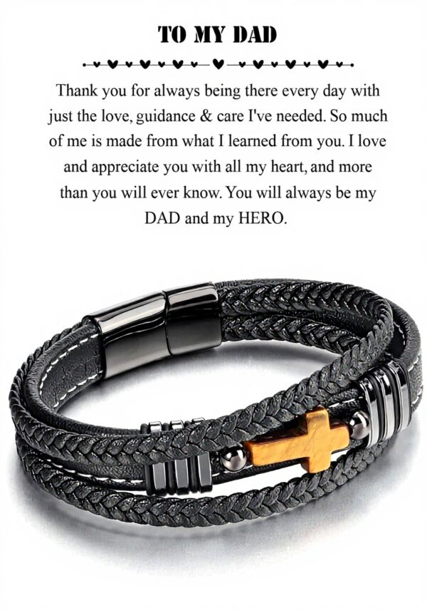 Bracelet homme Jovivi cuir tressé œil de tigre cadeau papa