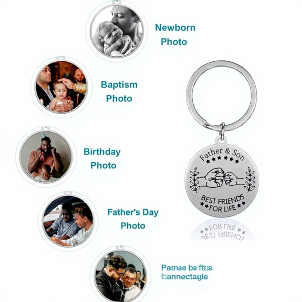 Porte-clé personnalisé photo Jovivi cadeau fête papa acier