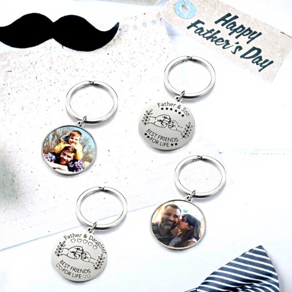 Porte-clé personnalisé photo Jovivi cadeau fête papa acier