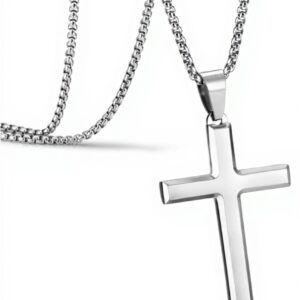 Collier croix argent JOVIVI bijou homme femme acier