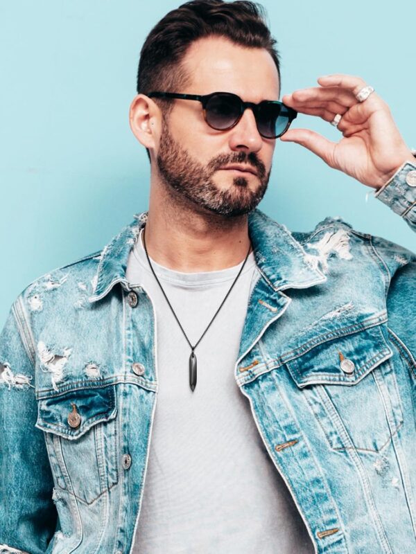 Collier homme Jovivi acier inoxydable pendentif hexagonal-1