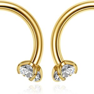 Anneaux piercing Jovivi acier inoxydable zircone cubique or-0