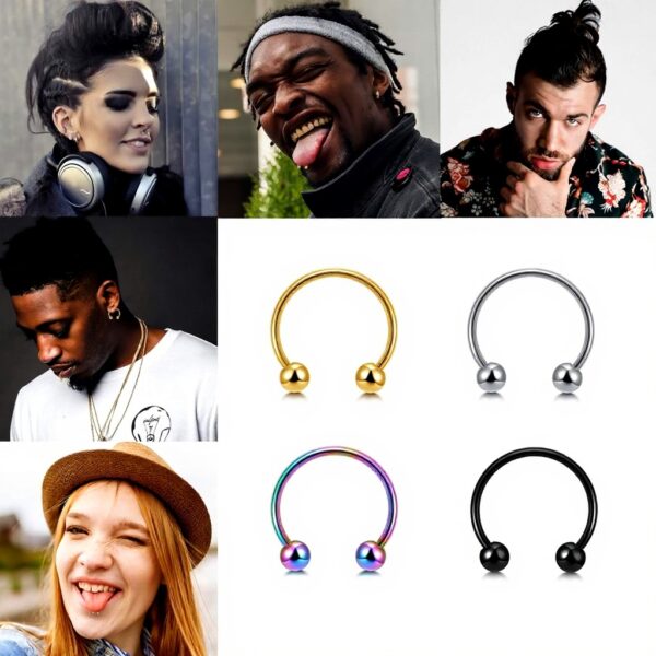 Anneaux de nez Jovivi acier inoxydable 14G 10mm homme femme