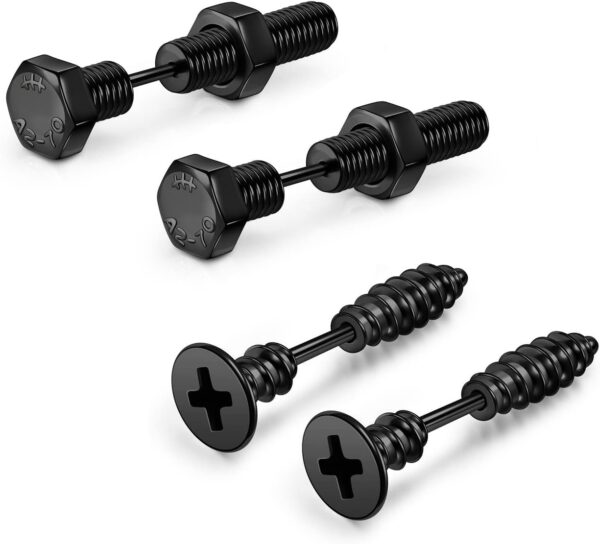 Boucles d'oreilles homme JOVIVI acier inoxydable noir punk-0