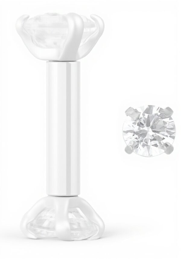 Barbell piercing acier inoxydable zircons Jovivi cartilage