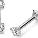 Barbell piercing acier inoxydable zircons Jovivi cartilage