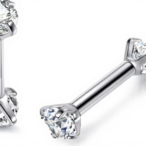 Barbell piercing acier inoxydable zircons Jovivi cartilage