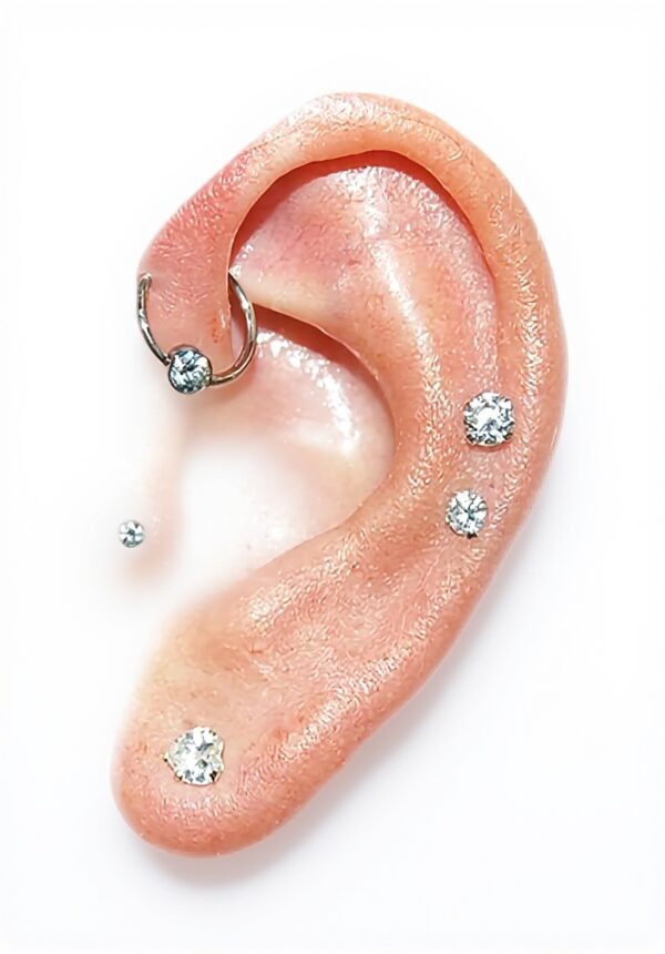 Barbell piercing acier inoxydable zircons Jovivi cartilage