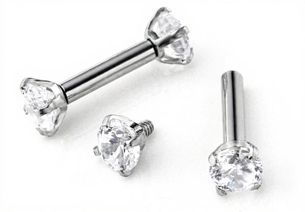 Barbell piercing acier inoxydable zircons Jovivi cartilage