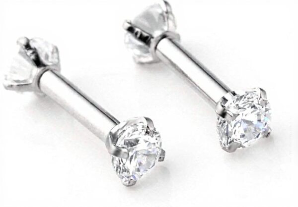 Barbell piercing acier inoxydable zircons Jovivi cartilage