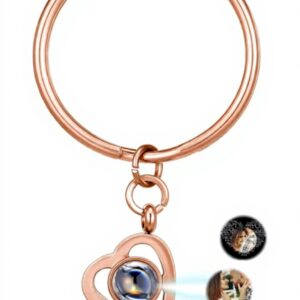 Porte-clé photo projection personnalisé JOVIVI cœur acier