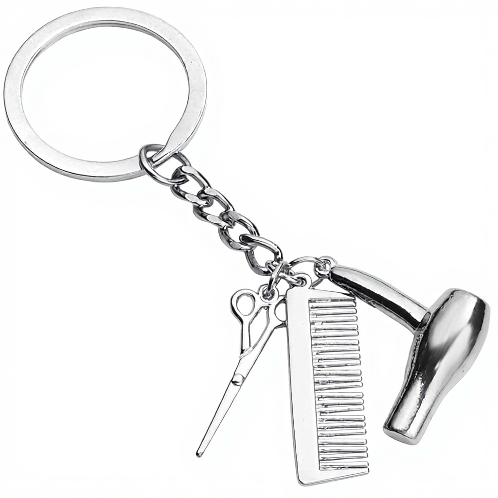 Porte-clés Jovivi 3-en-1 peigne sèche-cheveux ciseaux