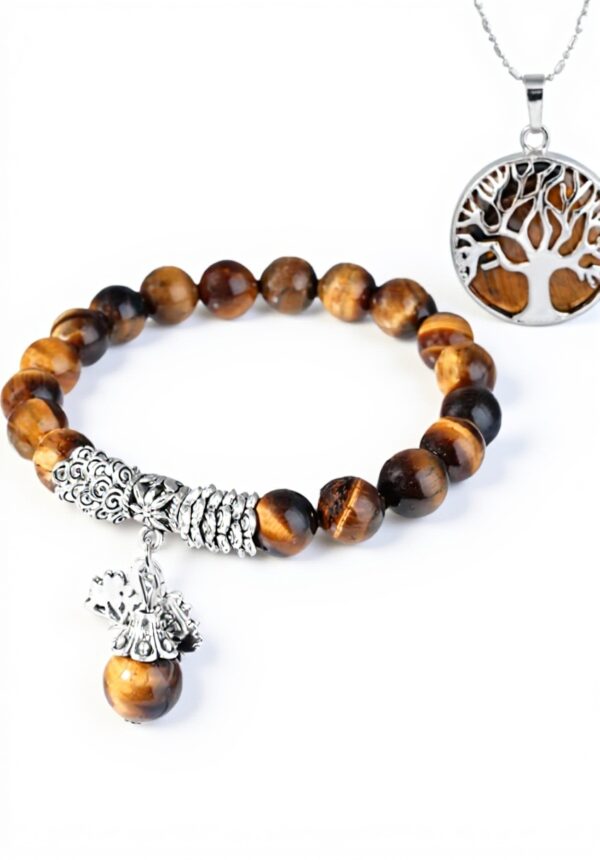 Bracelet et collier arbre de vie mookaitedecor pierre