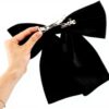 Nœud à cheveux satin femme accessoire mariage cosplay noir