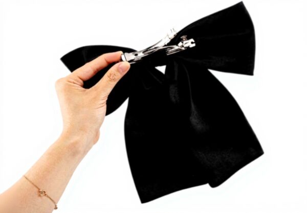 Nœud à cheveux satin femme accessoire mariage cosplay noir