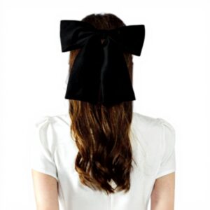 Nœud à cheveux satin femme accessoire mariage cosplay noir