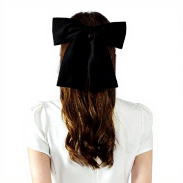 Nœud à cheveux satin femme accessoire mariage cosplay noir