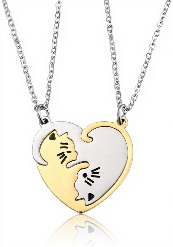Colliers chat yin yang Jovivi acier inoxydable couple amis