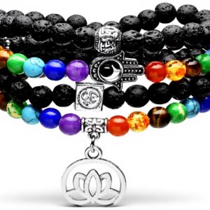 Bracelet Jovivi Femme Cuivre Mala Méditation Pierres Chakra