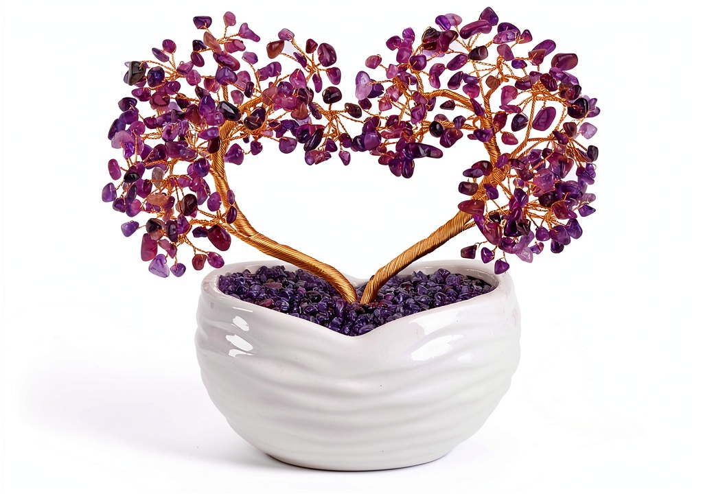 Arbre de Vie JOVIVI en améthyste sur un socle en cuivre