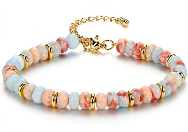 Bracelet femme Jovivi pierre naturelle perle or réglable