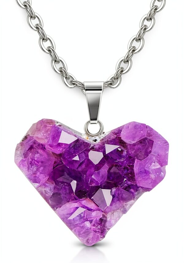 Collier Améthyste Coeur JOVIVI Pierre Naturelle Femme Bijou