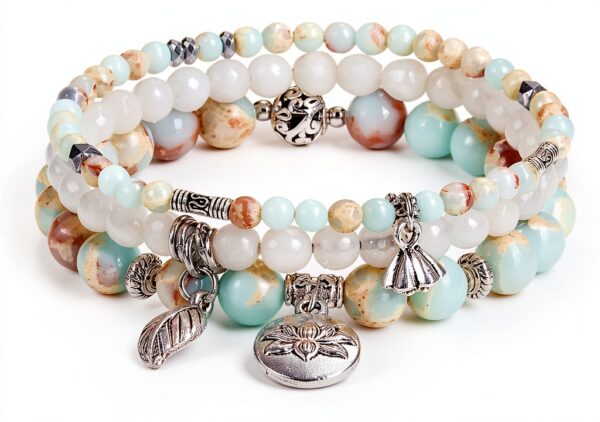 Bracelet Jovivi Pierre Naturelle Lotus Femme Energie