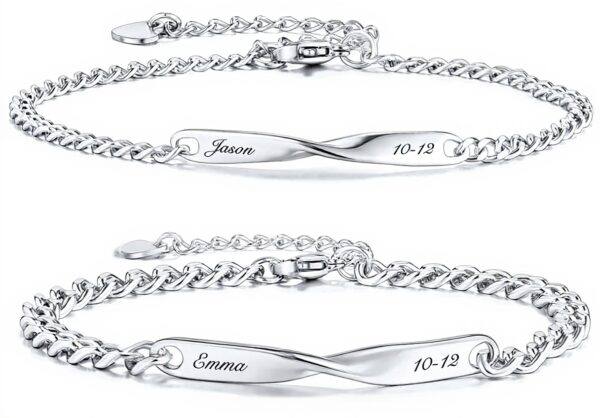 Bracelet Prénom Personnalisé Jovivi Acier Inoxydable Cadeau