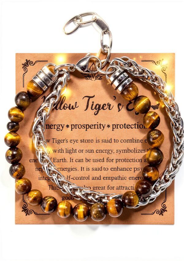 Bracelet homme Jovivi oeil de tigre acier inoxydable design