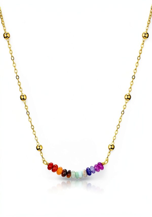 Collier pierre naturelle Jovivi chakra acier inoxydable